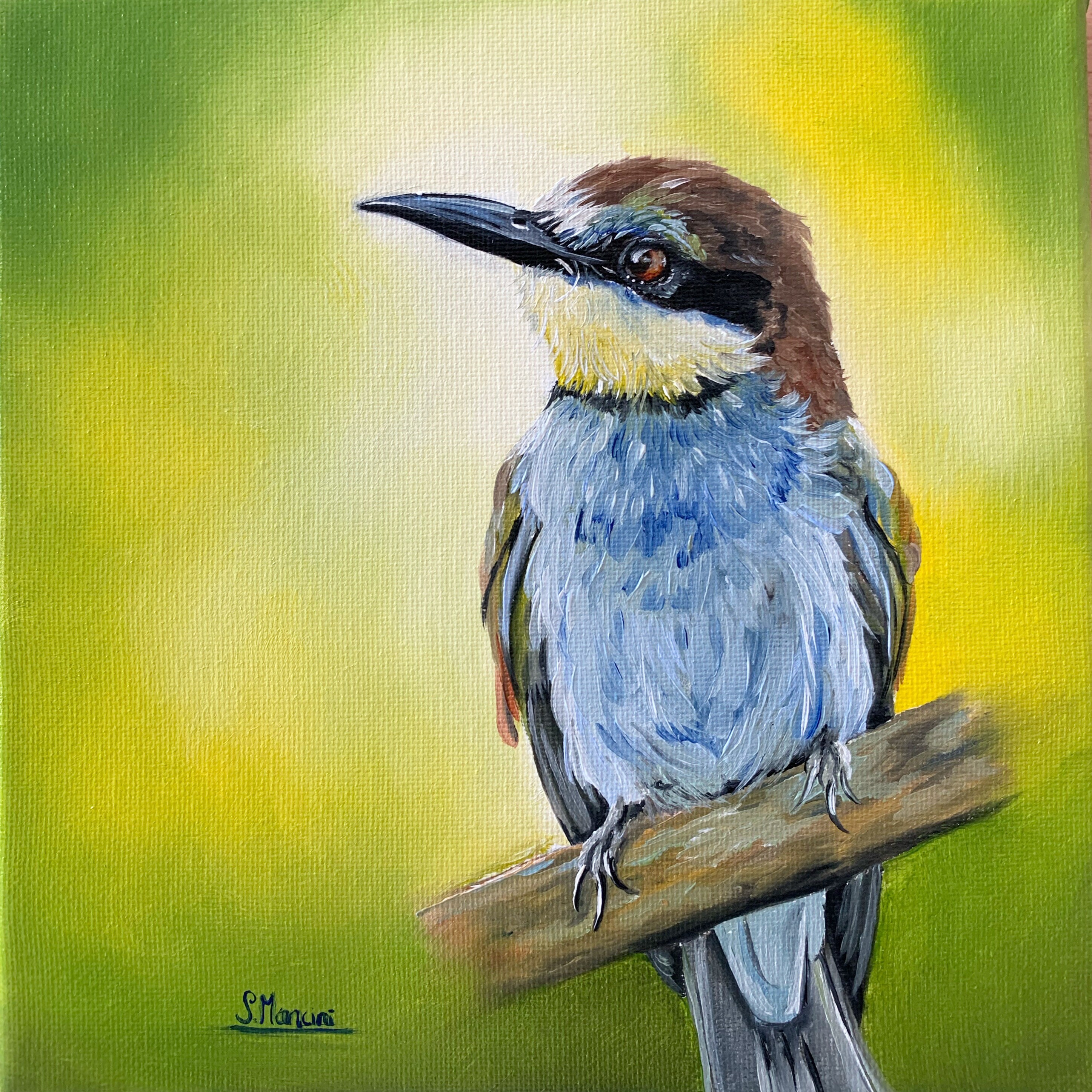 Bienenfresser Malerei, Originale Ölgemälde, exotische Wildtier Kunstwerk, handgemachte Tropenvogel Wandkunst, Natur inspirierte Dekoration, Geschenk für Vogelbeobachter