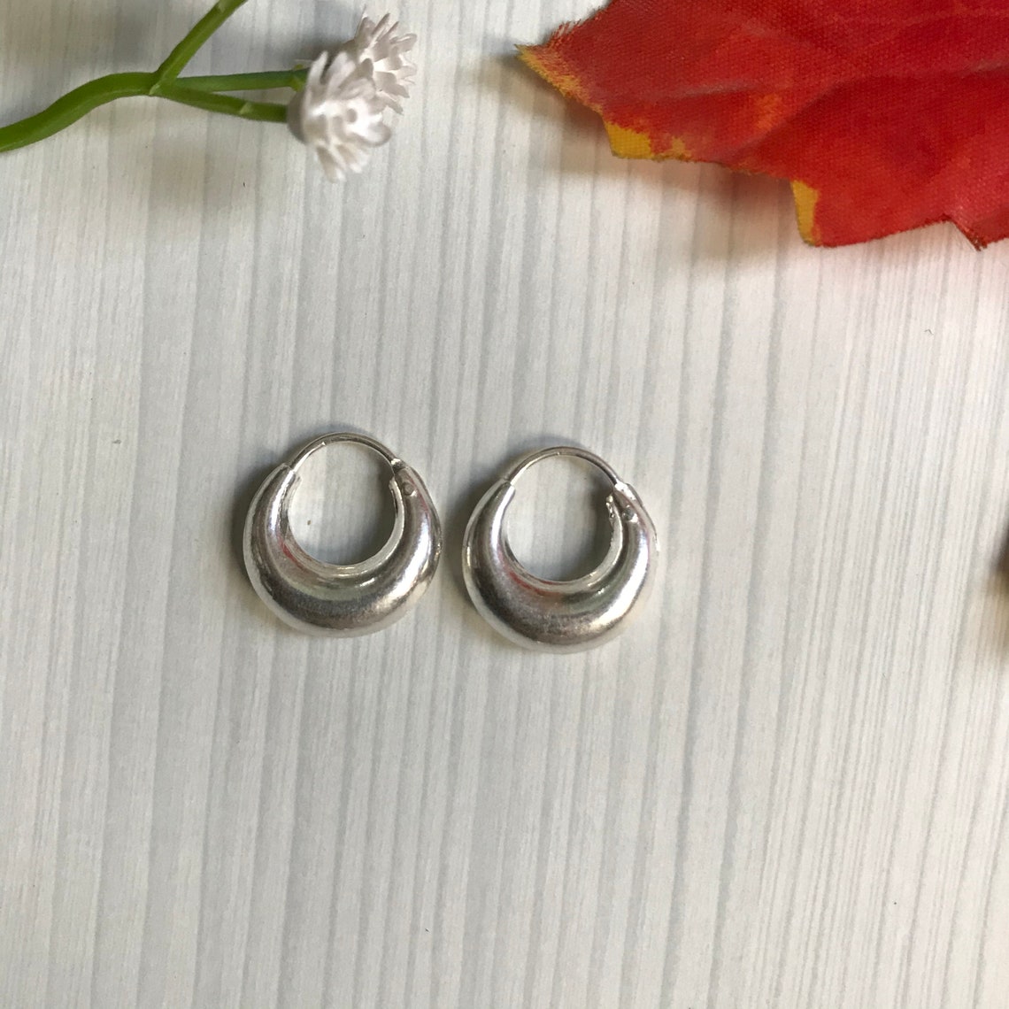 925 Sterling Silver Chunky Hoop Earing /Beautiful Chunky | Etsy