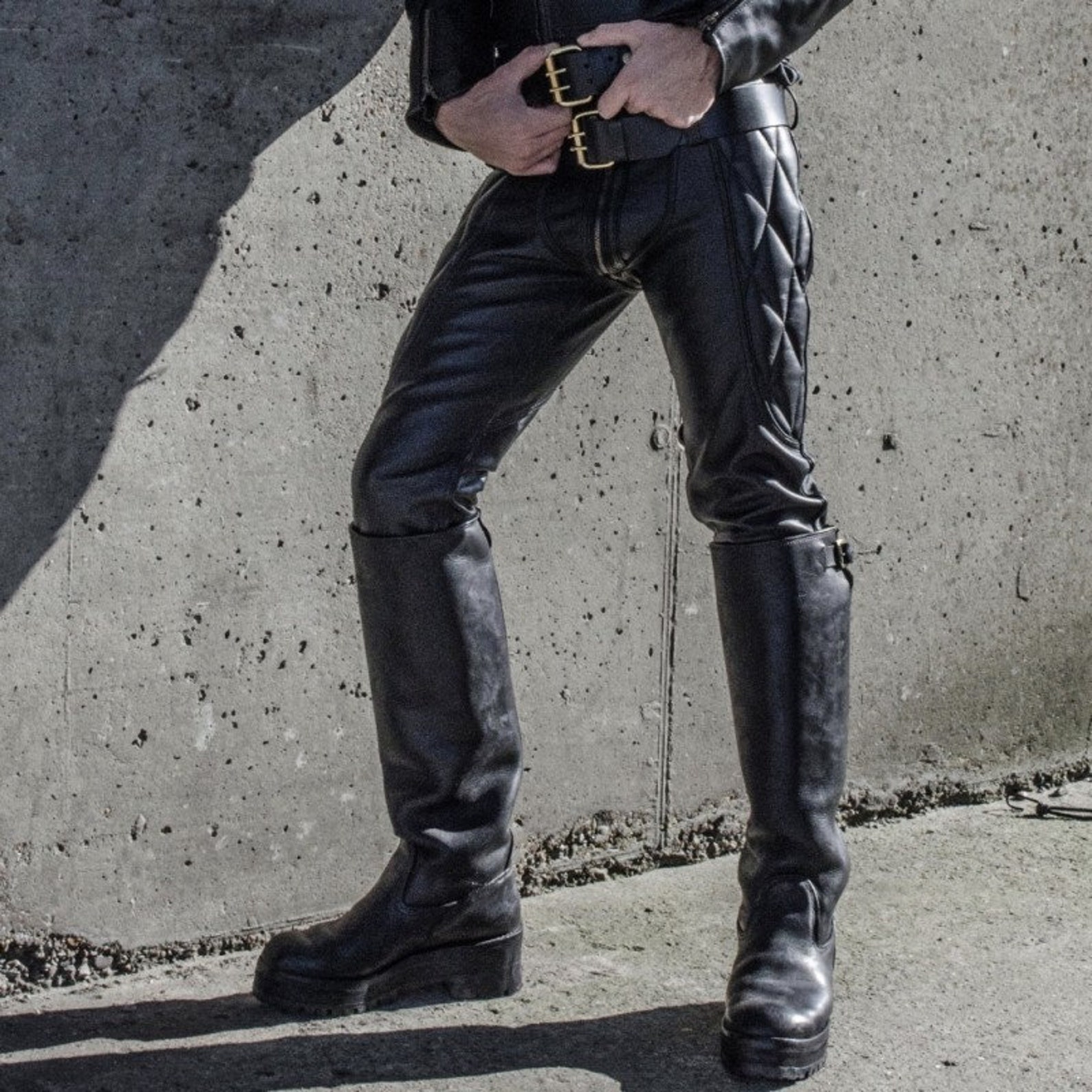 Men's Black Genuine Leather Gay BLUF Style Jeans Motorbike | Etsy