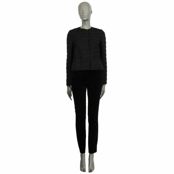 60105 auth PRADA black PANELLED COLLARLEss Blazer