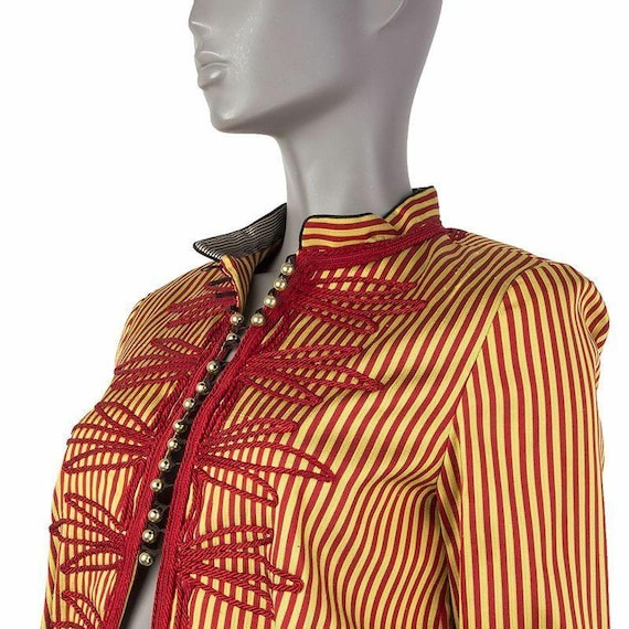 53308 auth ETRO red & yellow STRIPED silk Mandari… - image 2