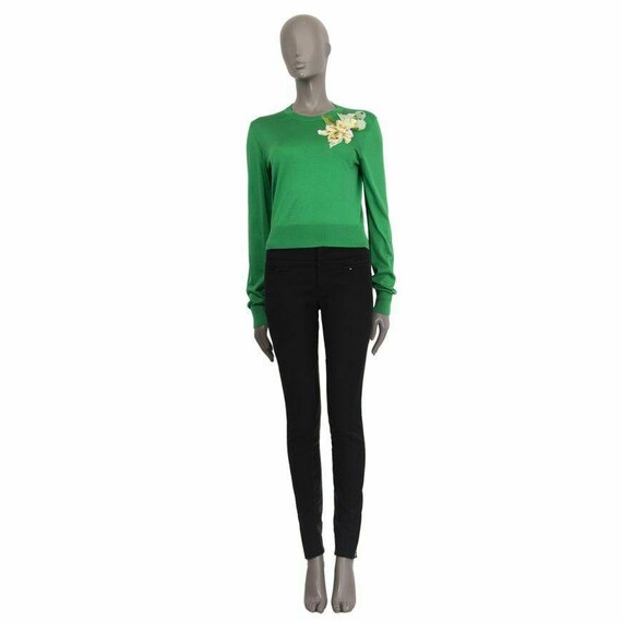 60727 auth DOLCE & GABBANA apple green silk EmBEL