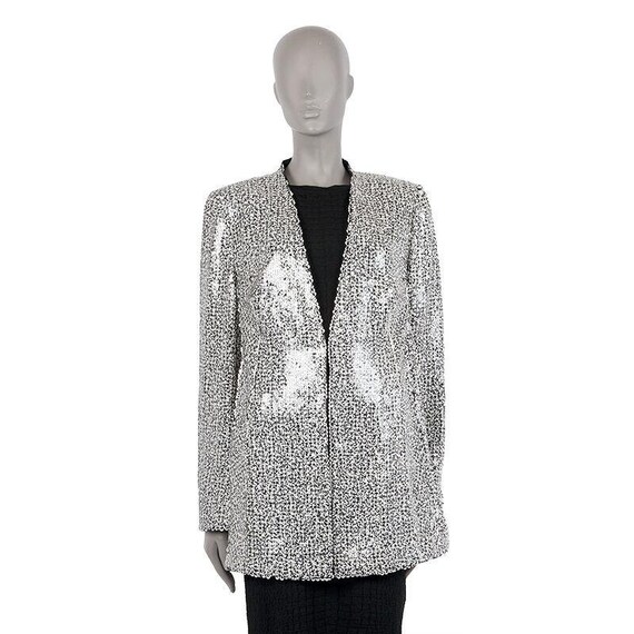 40137 auth AKRIS black & white sequins Collarless