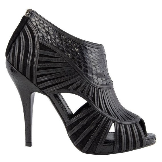 42348 auth CHRISTIAN DIOR black SNAKESKIN suede &