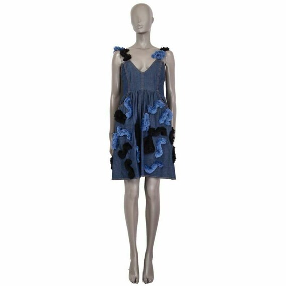 58483 auth SONIA RYKIEL blue Denim EmBROIDERED Jea