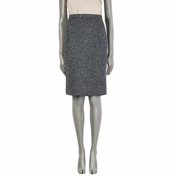 59711 auth VALENTINO black & white wool TWEED Skir