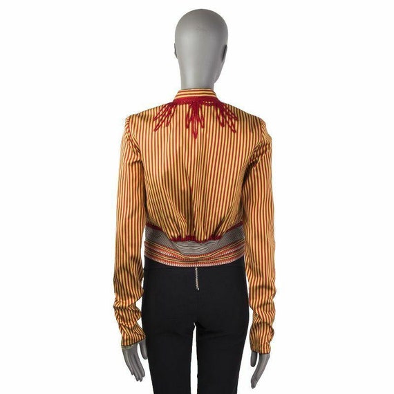53308 auth ETRO red & yellow STRIPED silk Mandari… - image 3