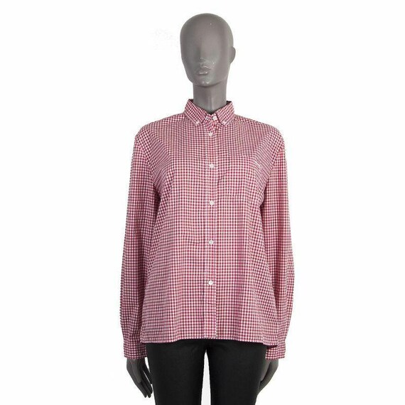 52838 auth MIU MIU red & white cotton GINGHAM Long