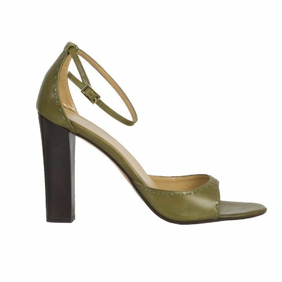53342 auth GUCCI pale green leather Ankle-Strap Sa