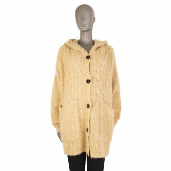54872 auth CHLOE beige mohair HOODED OVERsIZED Chu