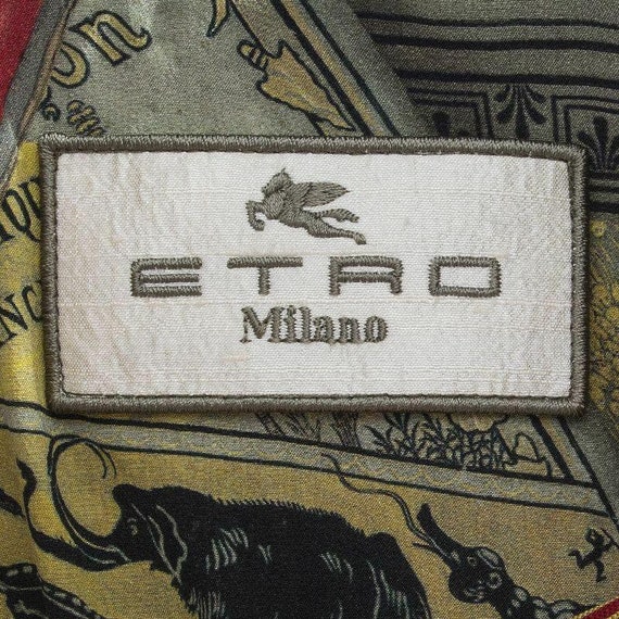 53308 auth ETRO red & yellow STRIPED silk Mandari… - image 4