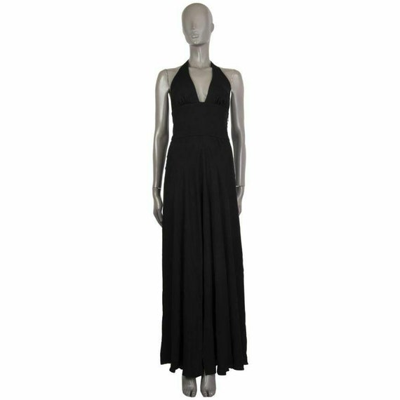 59643 auth VALENTINO black silk HALTER GOWN Dress