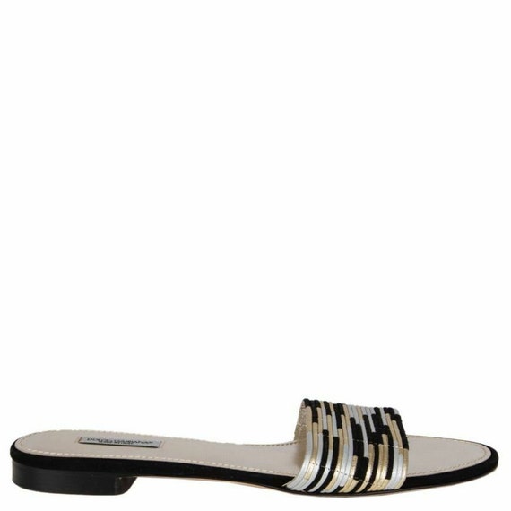 56785 auth DOLCE & GABBANA silver gold leather ST