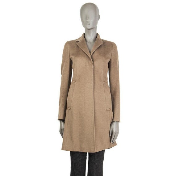 54393 auth AKRIS PUNTO tan camel wool Classic Coat