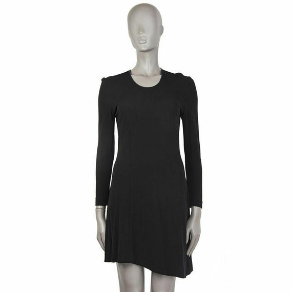 54292 auth PRADA black rayon jersey Long Sleeve Dr