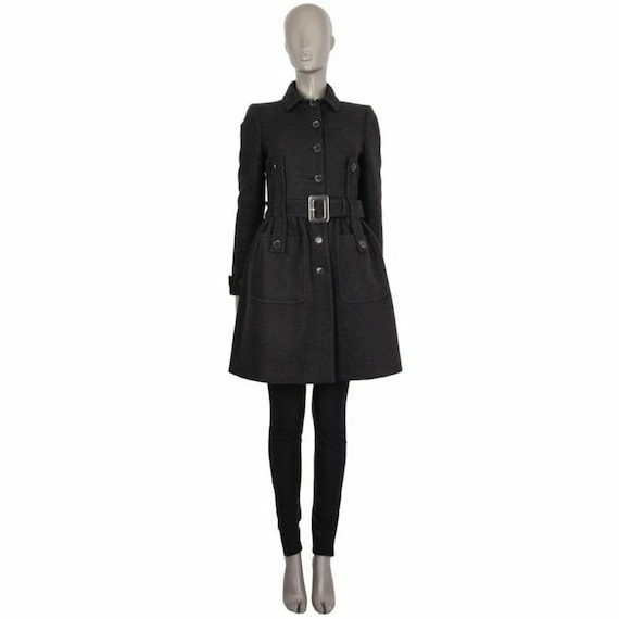 58640 auth GUCCI grey & black heather wool cashme