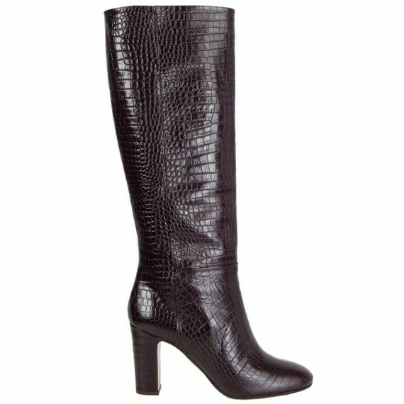 60443 auth AQUAZZURA mulberry embossed leather BRE