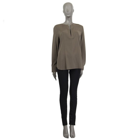 61112 auth BRUNELLO CUCINELLI olive drab silk Tuni