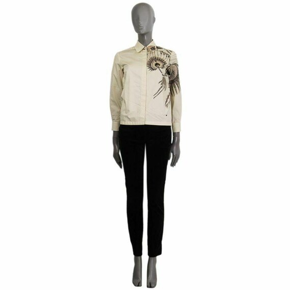 60080 auth DRIES VAN NOTEN beige cotton peacock fe