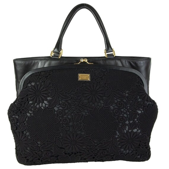 60665 auth DOLCE & GABBANA black leather CROCHET