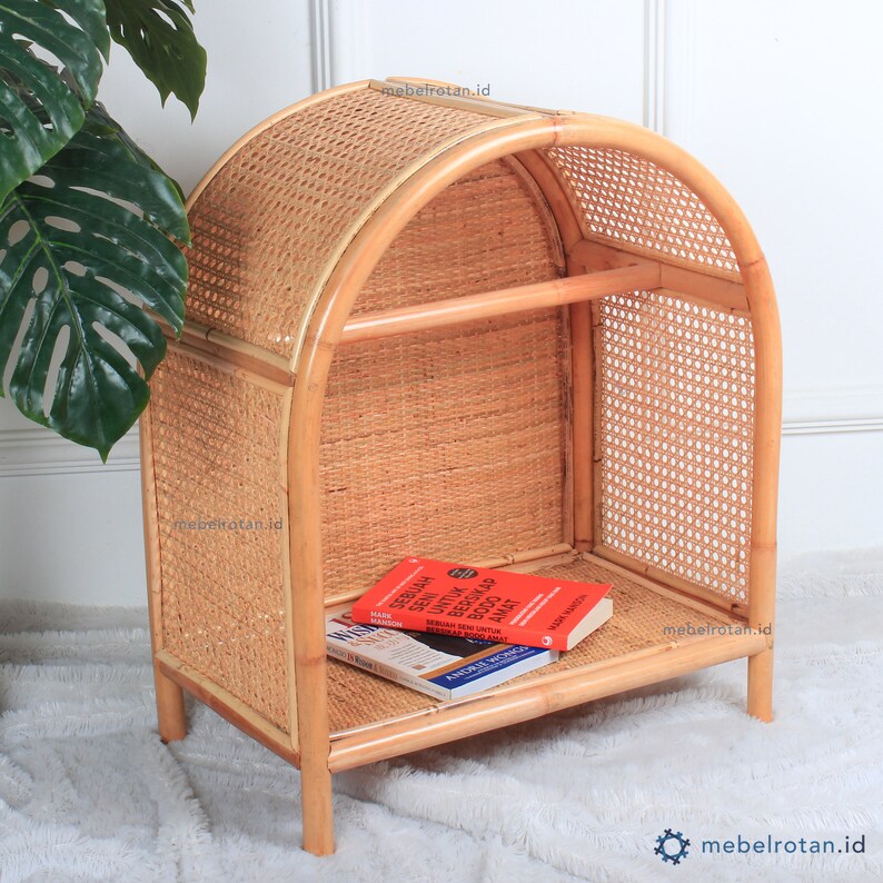 Rattan Cane bing Bookshelf Wall Decoration Bathroom Etsy