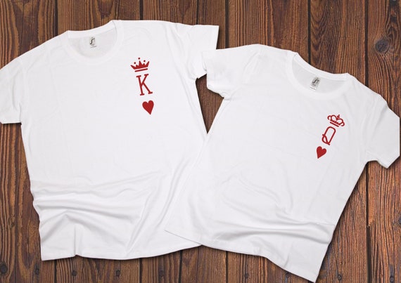 Couples Matching King and Queen Playing Card T-shirts Valentines Day T-shirt
