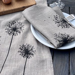 Leinen-Tischläufer natur / beige mit Gräser /Allium-Motiv in schwarz, 100% Leinen, Siebdruck, Tischdecke, skandinavisch Wohnen Bild 4