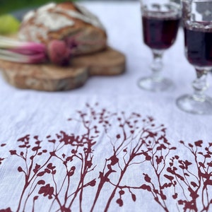 Leinen-Tischläufer in rosa mit zarten Zweigen von Hand bedruckt, 100% Leinen, Siebdruck, Tischdecke, skandinavisch Wohnen Bild 7