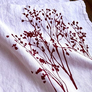 Leinen-Tischläufer in rosa mit zarten Zweigen von Hand bedruckt, 100% Leinen, Siebdruck, Tischdecke, skandinavisch Wohnen Bild 4