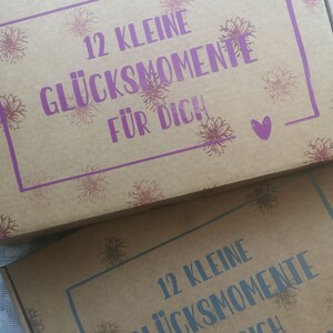 12 little MOMENTS OF HAPPINESS in the box - surprises / vouchers to label/fill yourself - for the new YEAR/birthday/anniversary