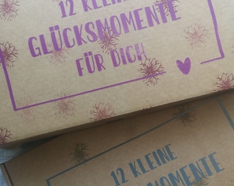 12 kleine GLÜCKSMOMENTE  in der Box- Überraschungen / Gutscheine zum selbst beschriften/befüllen - zum neuen JAHR /Geburtstag/Jahrestag