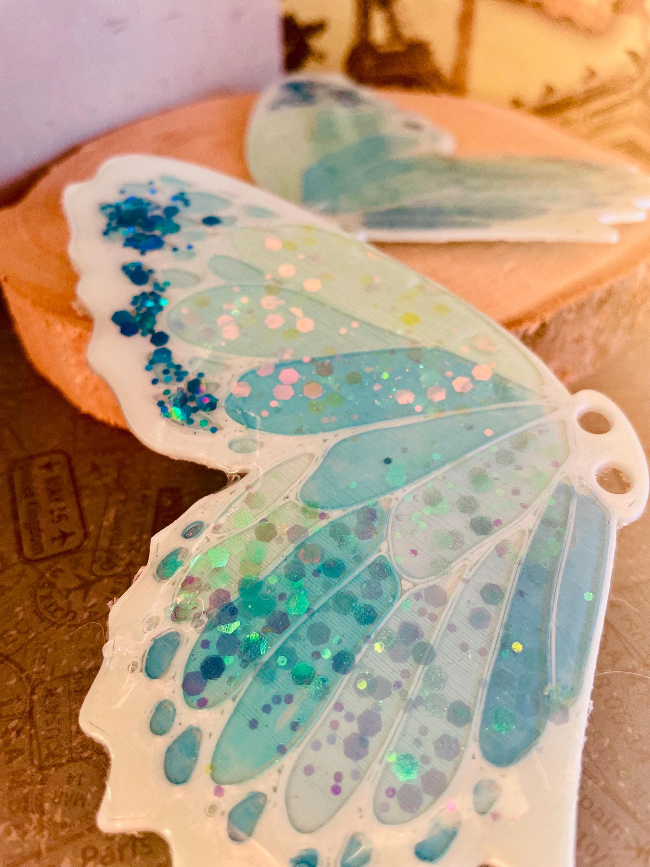 Pastel Blue Glitter Butterfly Wings - Roller & Shoe Accessory, Custom Doc Martens, Boots, Buffalo