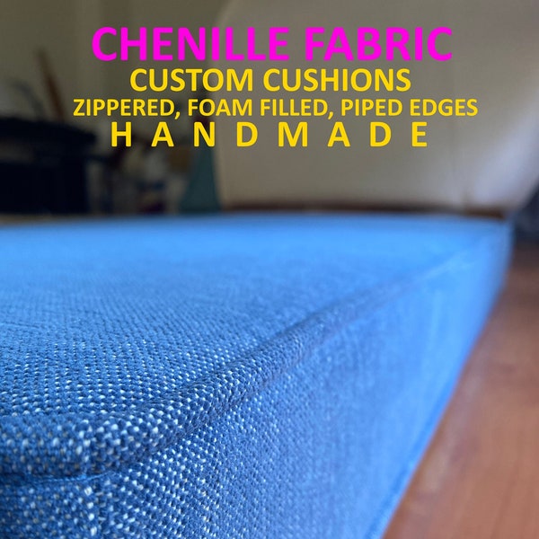 Chenille Flat Cushion, Large Floor Cushion, Zippered Sofa Cushion, Washable Custom Bench Cushion, kallax cushion, Window Seat Cushion,