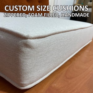 Linen Flat Cushion  | Foam Filled Cushion | Floor Cushion| Flat Pillow|  | Zipper Cushion | Washable Custom Bench Cushion | Custom Sizes