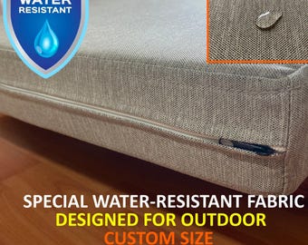 Custom Outdoor Bench Cushion / WaterResistant Garden Pillow/ Patio Seat Cushion/ Washable,Zippered,Removable Fabric