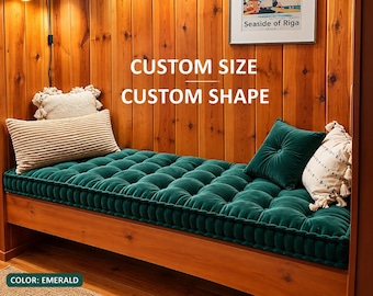 Handmade Velvet French Cushion, Tufted Bench, Sofa, Window Seat
