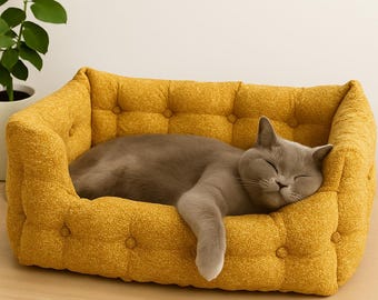 Handmade Pet Bed, Modern Tufted Couch, Pet-Friendly Fabric