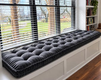 Tufted Velvet French Cushion | Elegant Floor Pillow, Window Seat