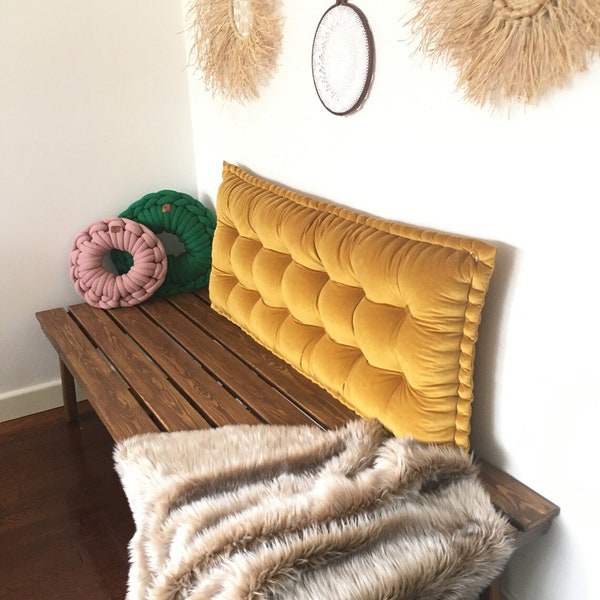 Handmade Velvet Floor Cushion | Quilted French Style Pouf