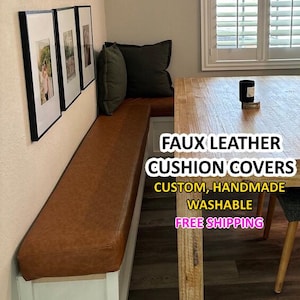 Faux Leather Flat Bench Cushion Cover | Zippered, Custom Size