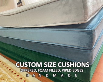 Custom Velvet Bench Cushion | Floor, Window Seat Cushion | Washable Zippered Fabric