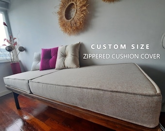 Cushion Cover | Linen Fabric | Pillow Cover|  | Zipper Cushion Cover | Washable Custom Bench Cushion Cover| Custom Cover