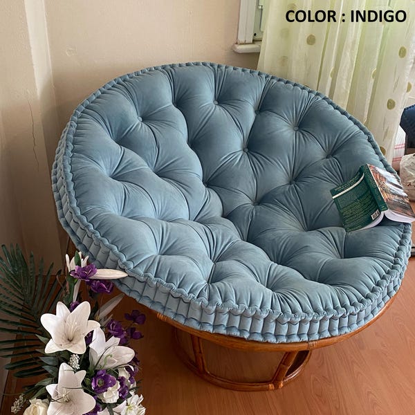 PAPASAN Chair Cushion  | Velvet Fabric |  PAPASAN Chair Pillow | Floor Pillow |  Floor Cushion |  Round Cushion |  Swing Cushion