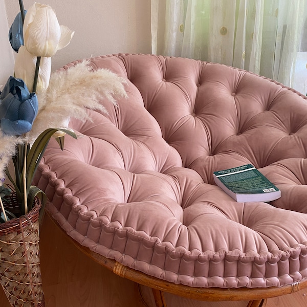 Extra Großes Samt Papasan Kissen | Bodenkissen im französischen Stil