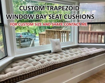Trapezoid Custom size and shape tufted  window  seat, bench, sofa, floor cushions, reading nook