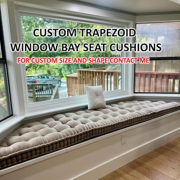 Trapezoid Custom size and custom shape window bay seat cushions, Bench Seat , Window Cushion, Bay Cushion, Sofa cushion, Floor cushion