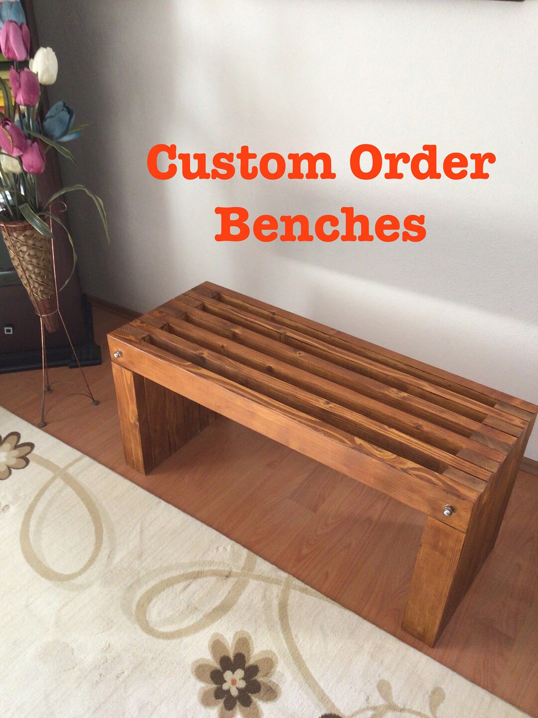 Custom Decorative Wood Bench, Bench, Rustic Bench, Farmhouse Bench ...