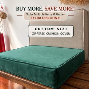 Custom Velvet Cushion Cover/ Bench&Sofa Cover/ Window Seat Case / Made toMeasure/ Removable ZipperedFabric