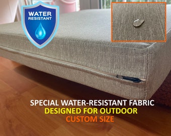 Water resistant Outdoor Cushion, Garden Bench Cushion, Washable Floor Cushion, Zippered Flat Cushion, Window Seat Cushion, Sofa Cushion