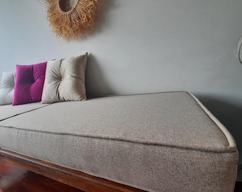 Linen Floor Cushion | Foam Filled, Zippered Bench Cushion
